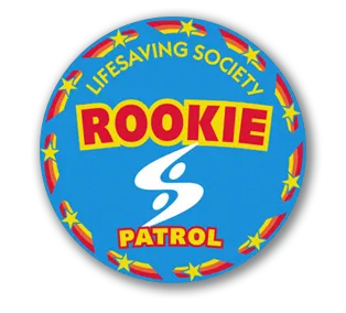 "Lifesaving Society Rookie Patrol badge for swim and lifesaving training at Marina Swim School."