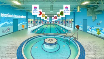 Marina’s Swim School Abbotsford location with bright indoor heated pool and experienced swim instructors teaching kids of all ages.